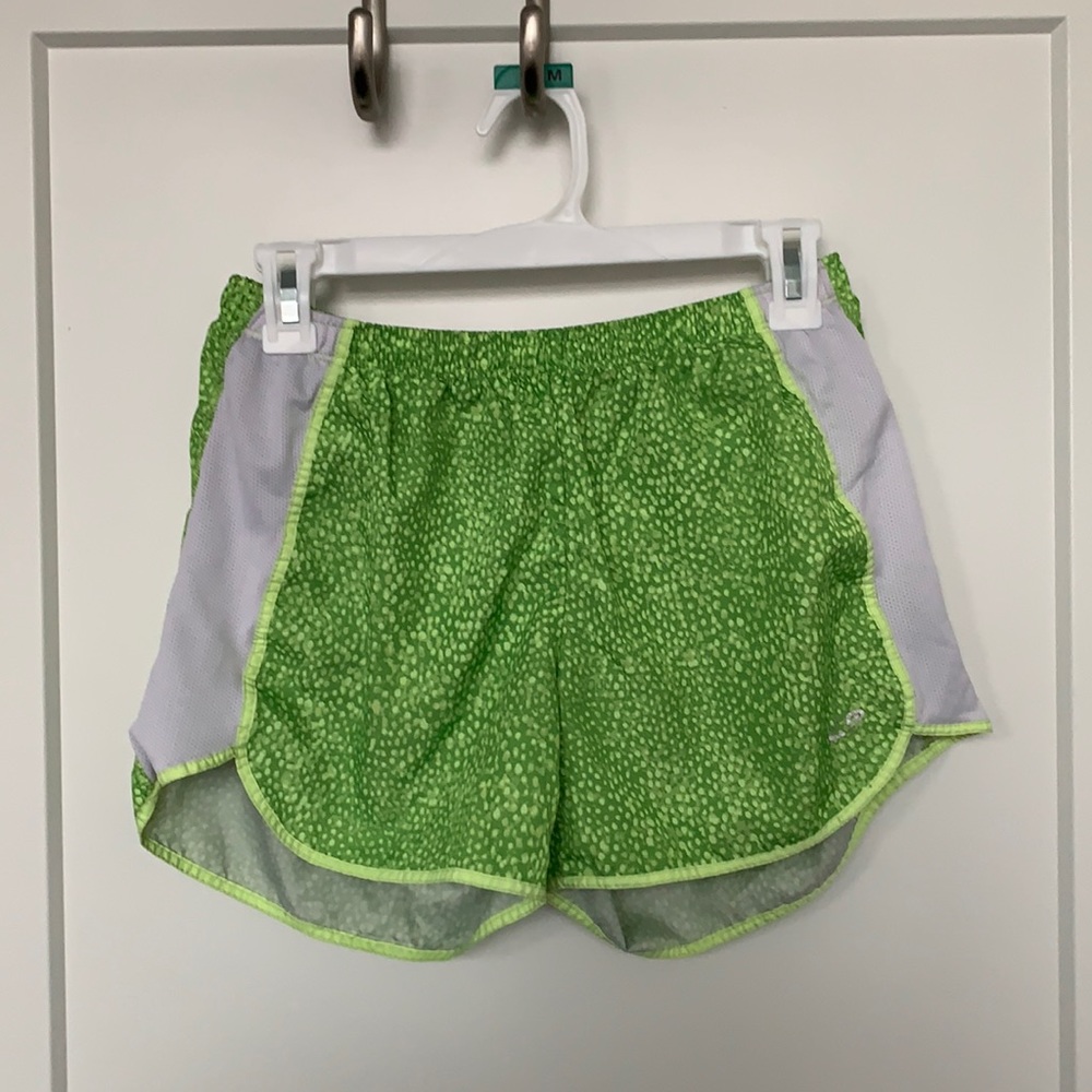 Green athletic shorts. Size S but fit a M.
